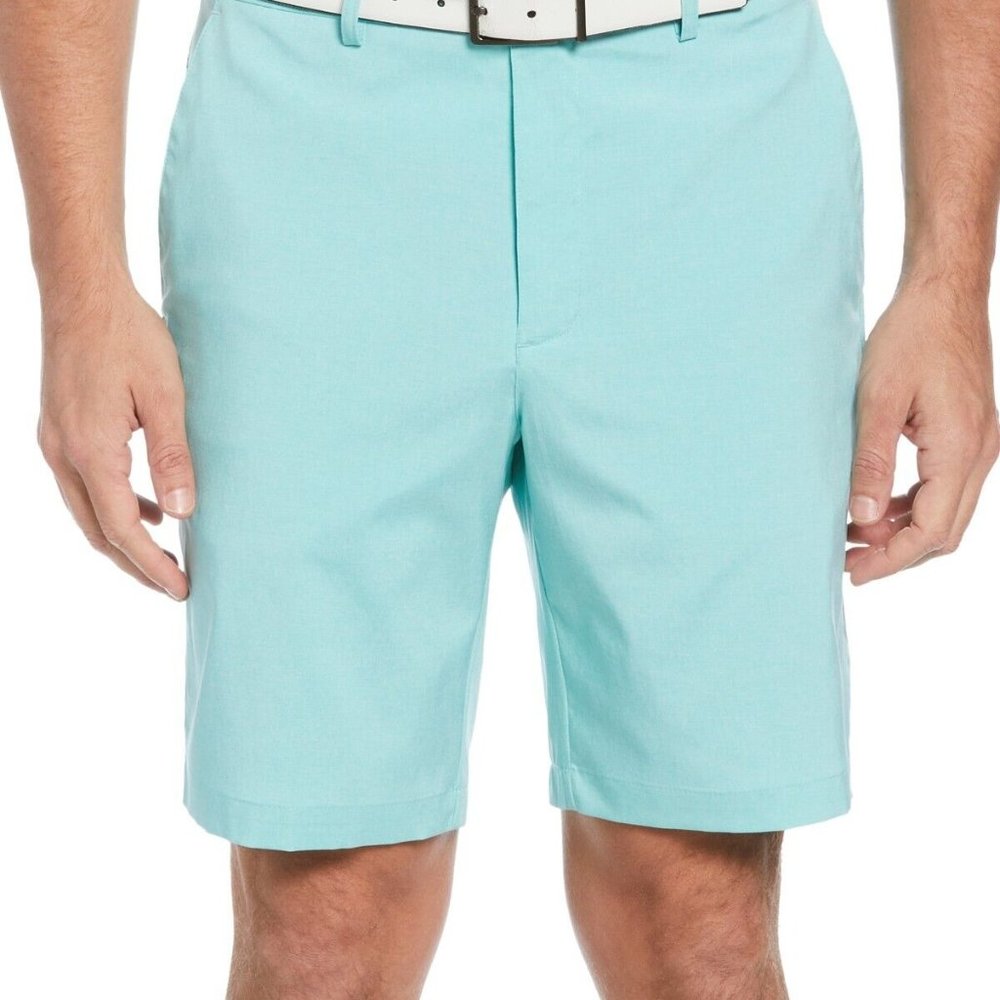 PGA Tour Men's Flat-Front Active Waistband Shorts Light Aruba Heather Size 44